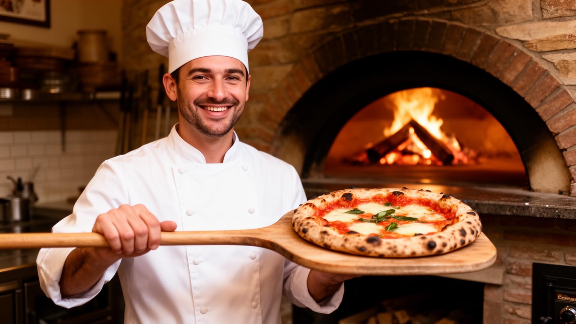 Pizzaiolo preparando massa fresca